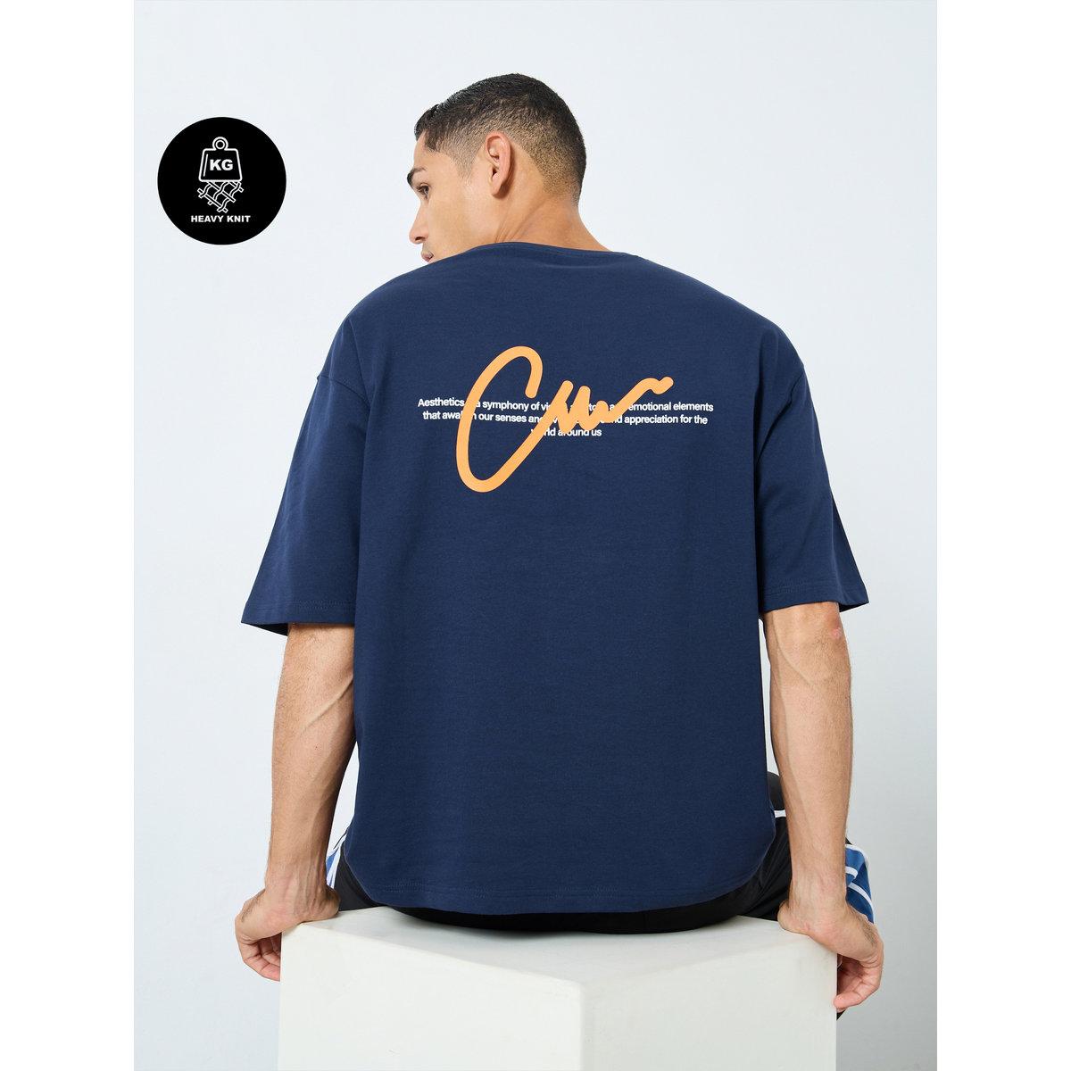 Styli Terry Oversized Slogan Print T-Shirt-men-clothing-tshirtsandpolos-tshirts-image-1