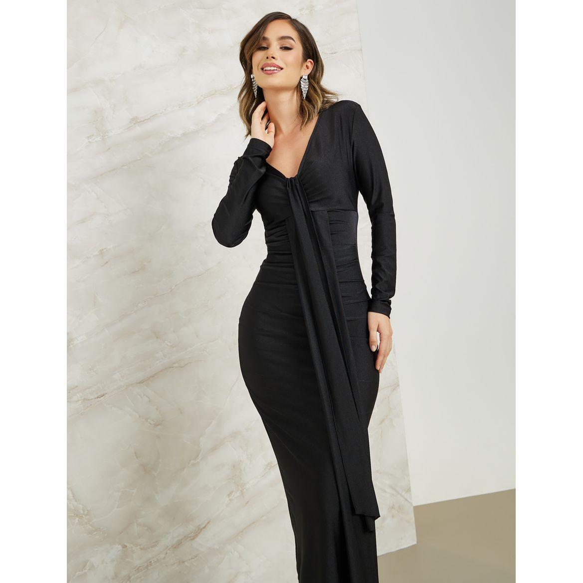 فستان ميدي ضيق بشق جانبي-women-clothing-dresses-image-2