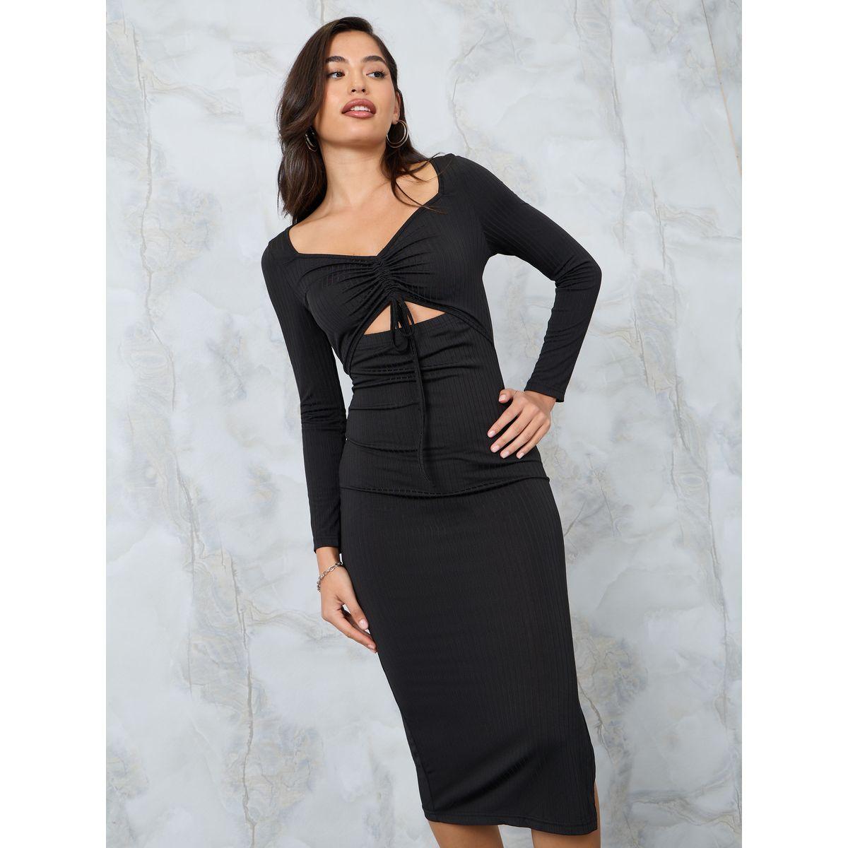 فستان محبوك بياقة على شكل قلب-women-clothing-dresses-image-2