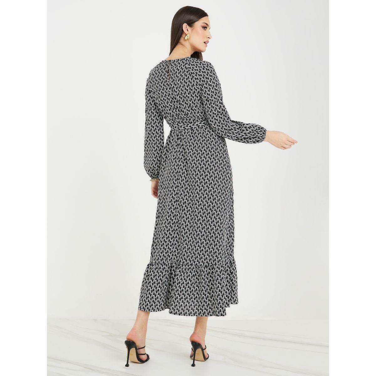 فستان طويل مطبع بالكامل مع حزام-women-clothing-dresses-image-4