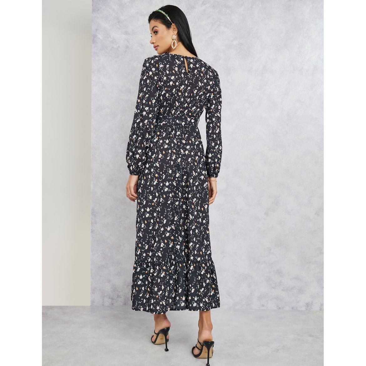 فستان طويل مطبع بالكامل مع حزام-women-clothing-dresses-image-4