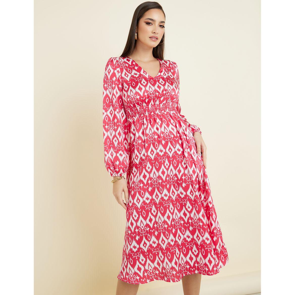 فستان ميدي بحافة واسعة-women-clothing-dresses-image-2