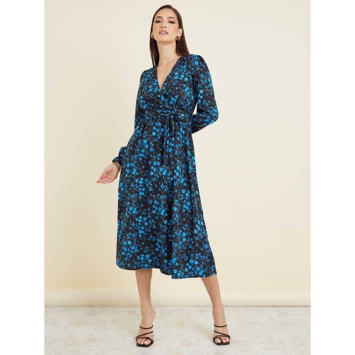 فستان ميدي مطبع بطبعة زهور-women-clothing-dresses-image-1