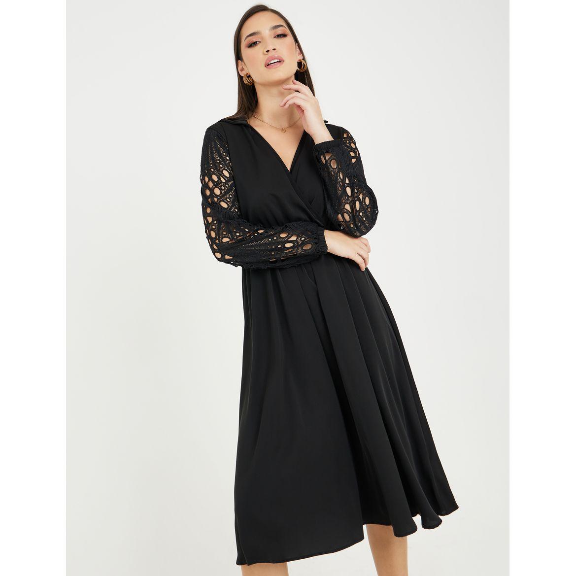 Styli Lace Sleeve Insert A-Line Midi Dress-women-clothing-dresses-image-1