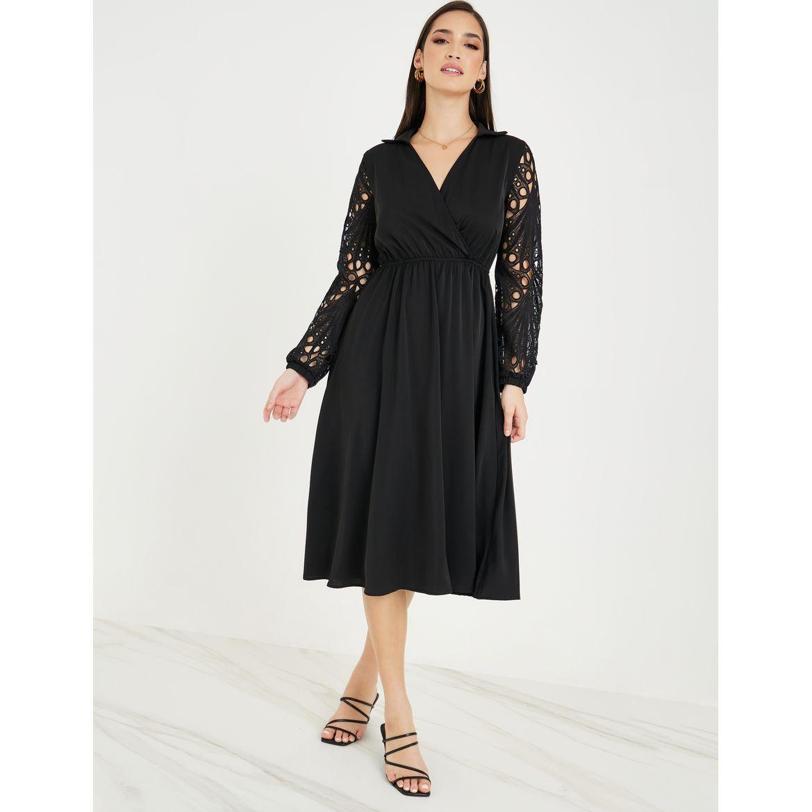 Styli Lace Sleeve Insert A-Line Midi Dress-women-clothing-dresses-image-2