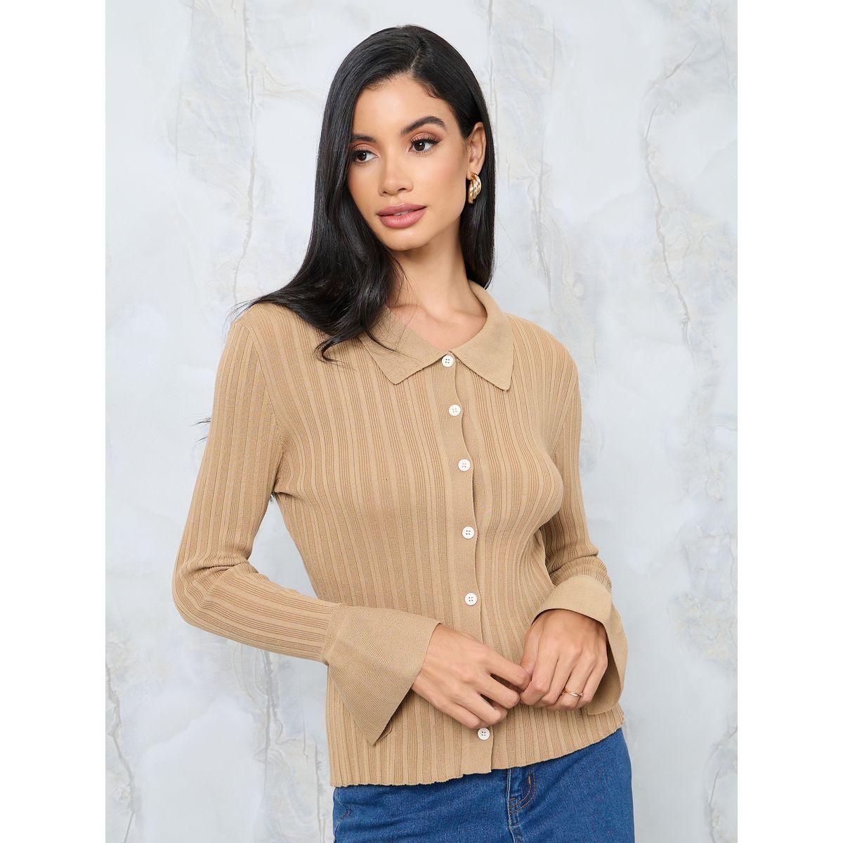 Styli Knitted Collared Neck Fitted Polo T-Shirt-women-clothing-tshirts-image-1