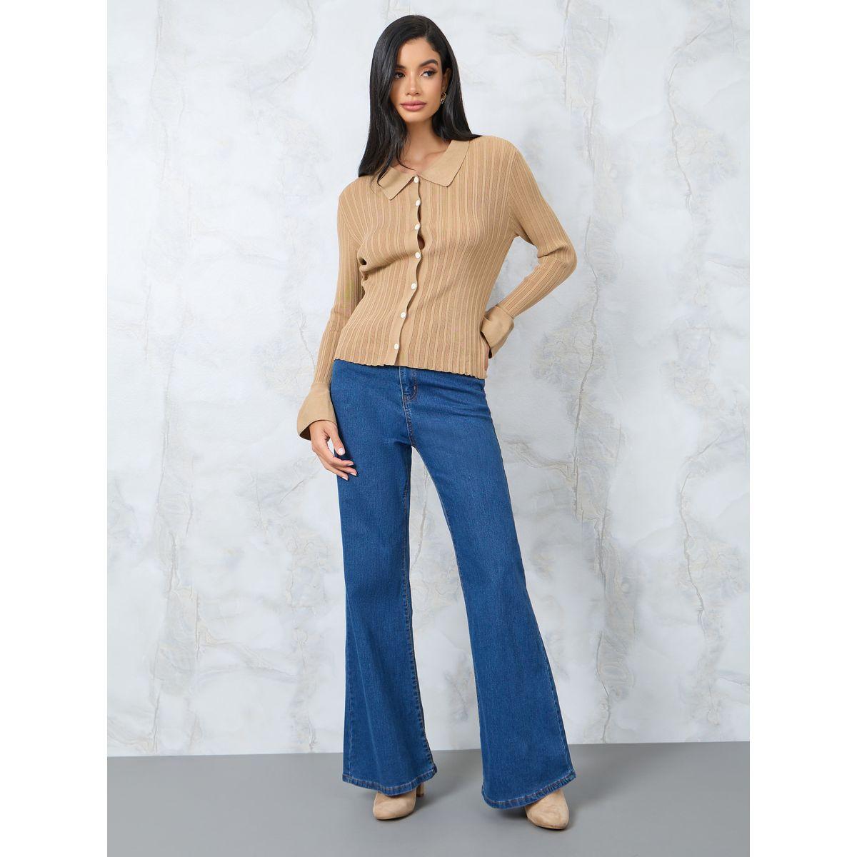 تيشيرت بولو بتفاصيل محبوكة-women-clothing-tshirts-image-2