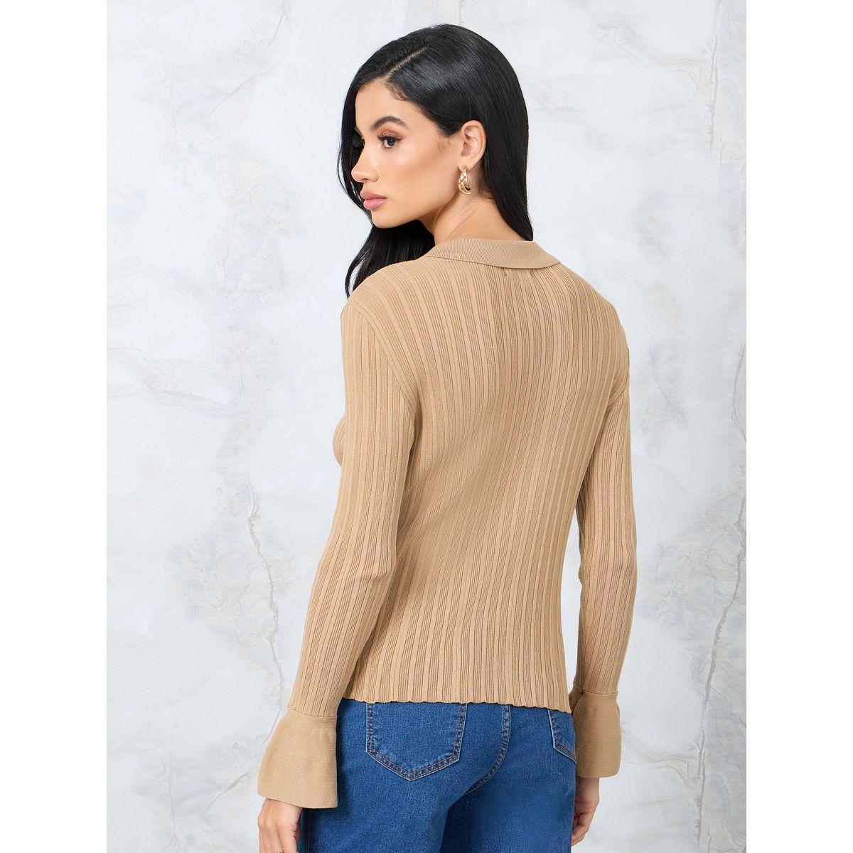تيشيرت بولو بتفاصيل محبوكة-women-clothing-tshirts-image-4