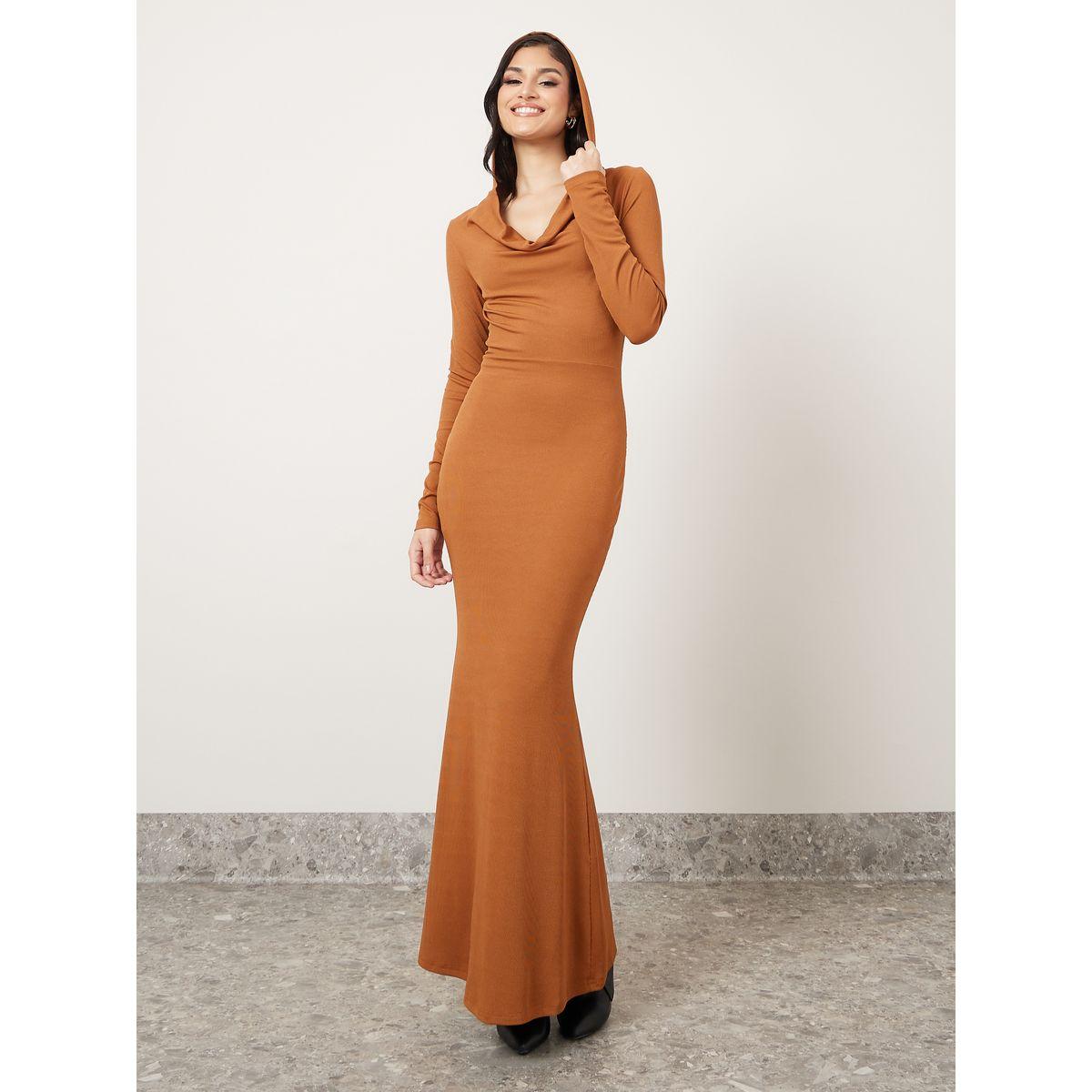 فستان بياقة منسدلة بنمط هودي-women-clothing-dresses-image-1