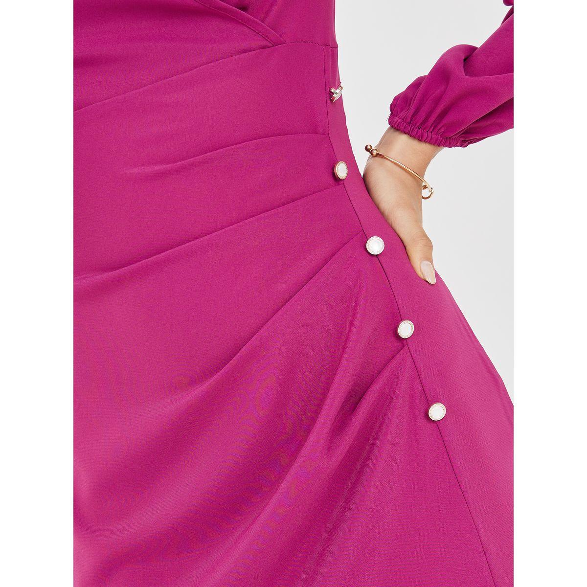 Styli Side Button Detail Wrap Front Sheath Dress-women-clothing-dresses-image-3