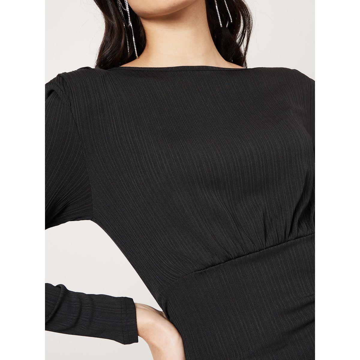 Styli Textured Boat Neck Sheath Midi Dress-women-clothing-dresses-image-3
