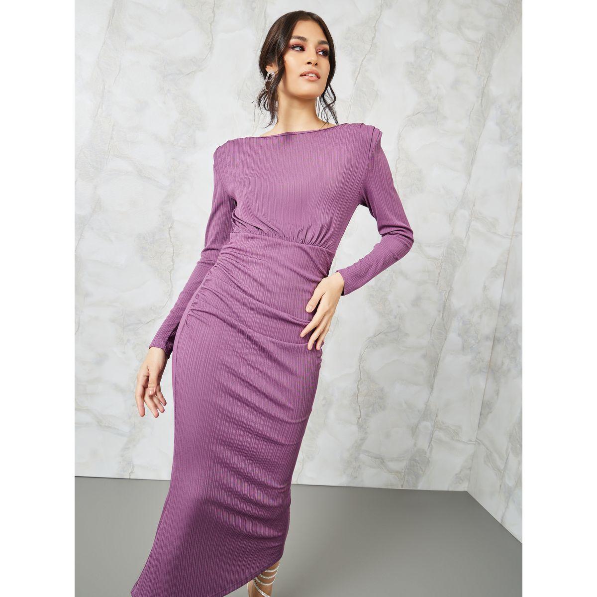 Styli Textured Boat Neck Sheath Midi Dress-women-clothing-dresses-image-2