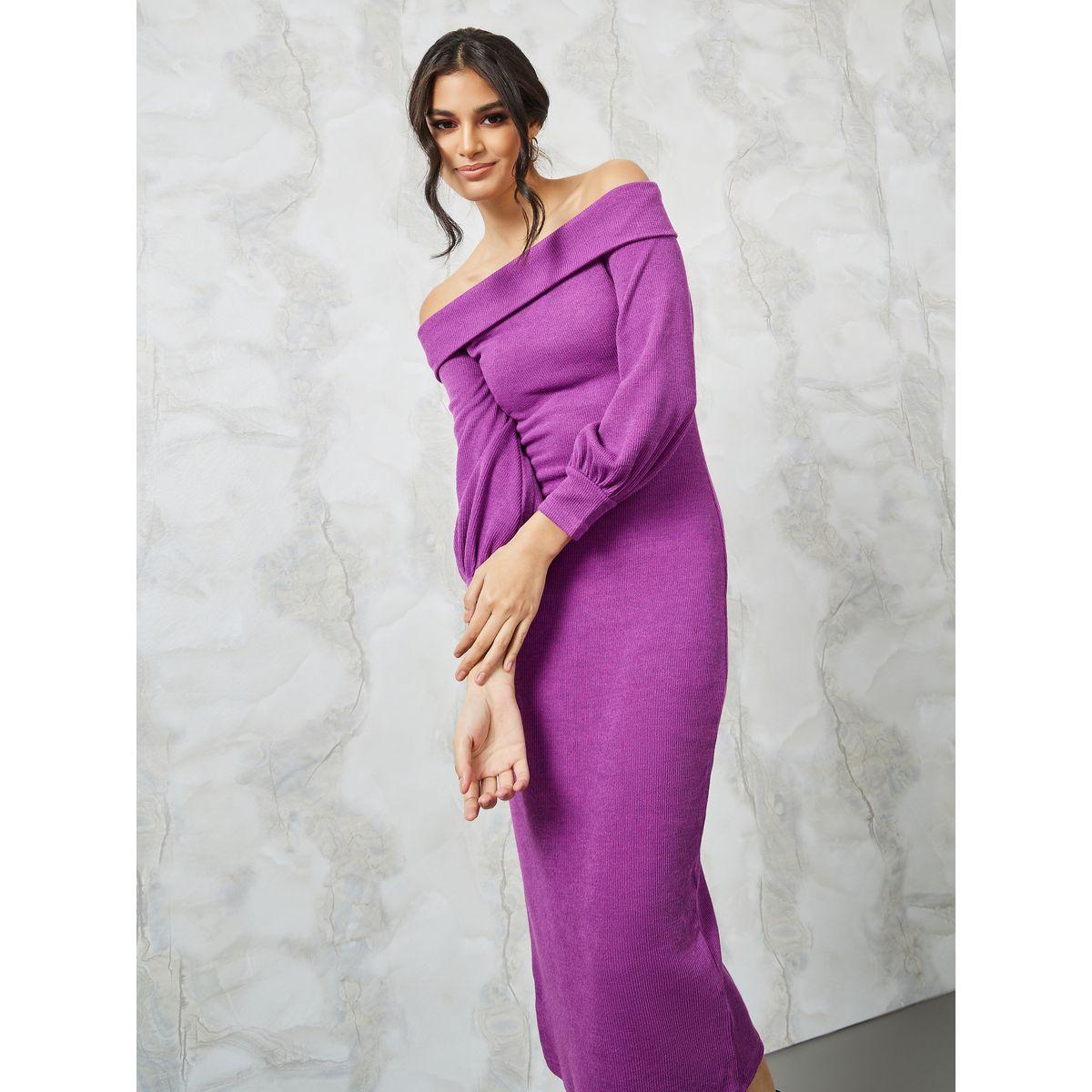 فستان ميدي بأكتاف مكشوفة-women-clothing-dresses-image-2