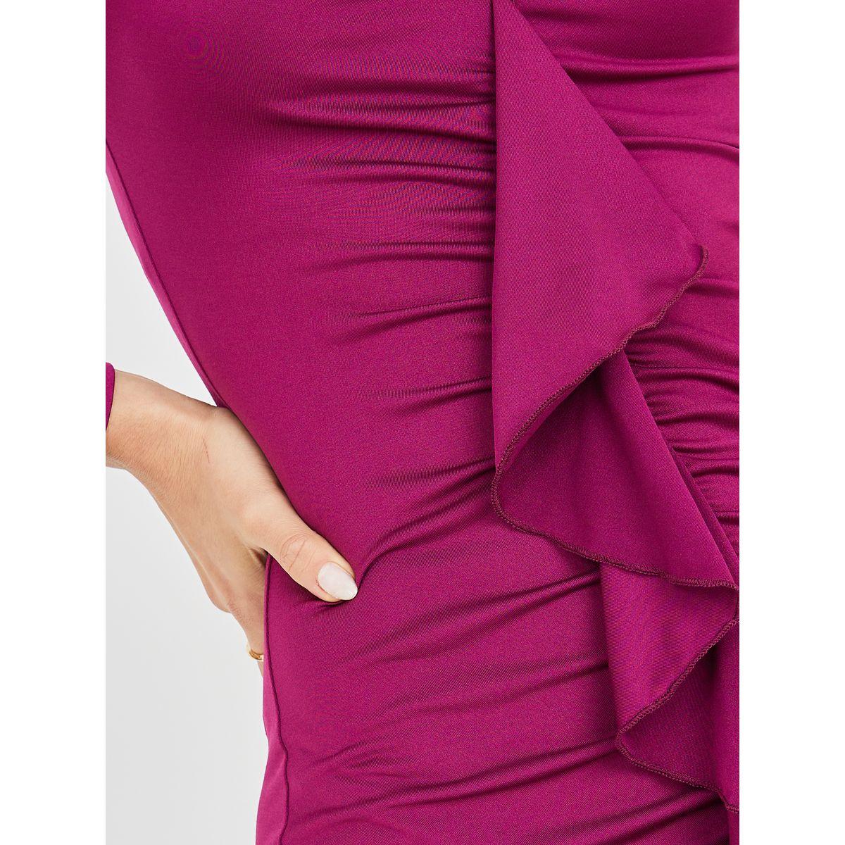 Styli Frill Detail Gathered Front Bodycon Maxi Dress-women-clothing-dresses-image-3