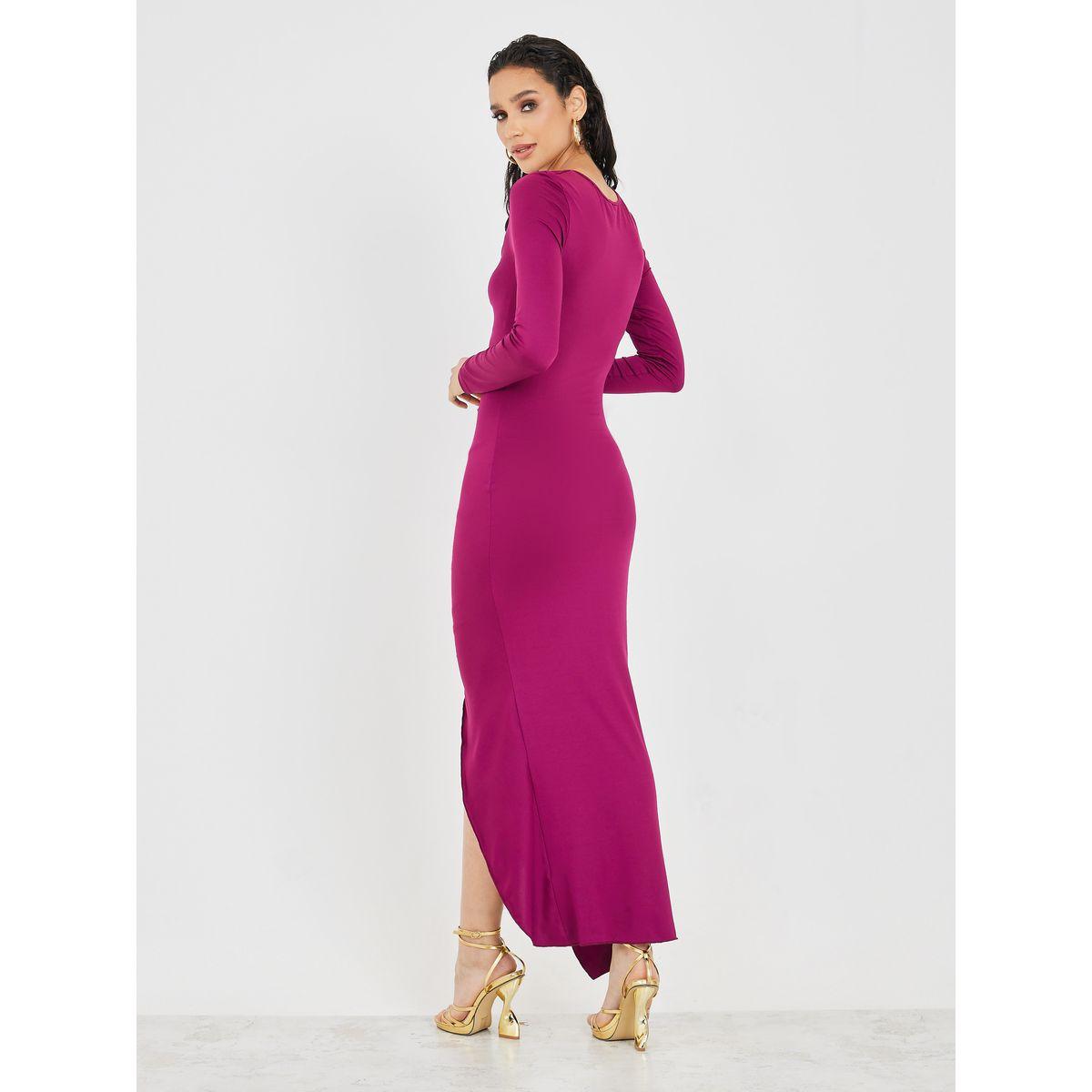 Styli Frill Detail Gathered Front Bodycon Maxi Dress-women-clothing-dresses-image-4