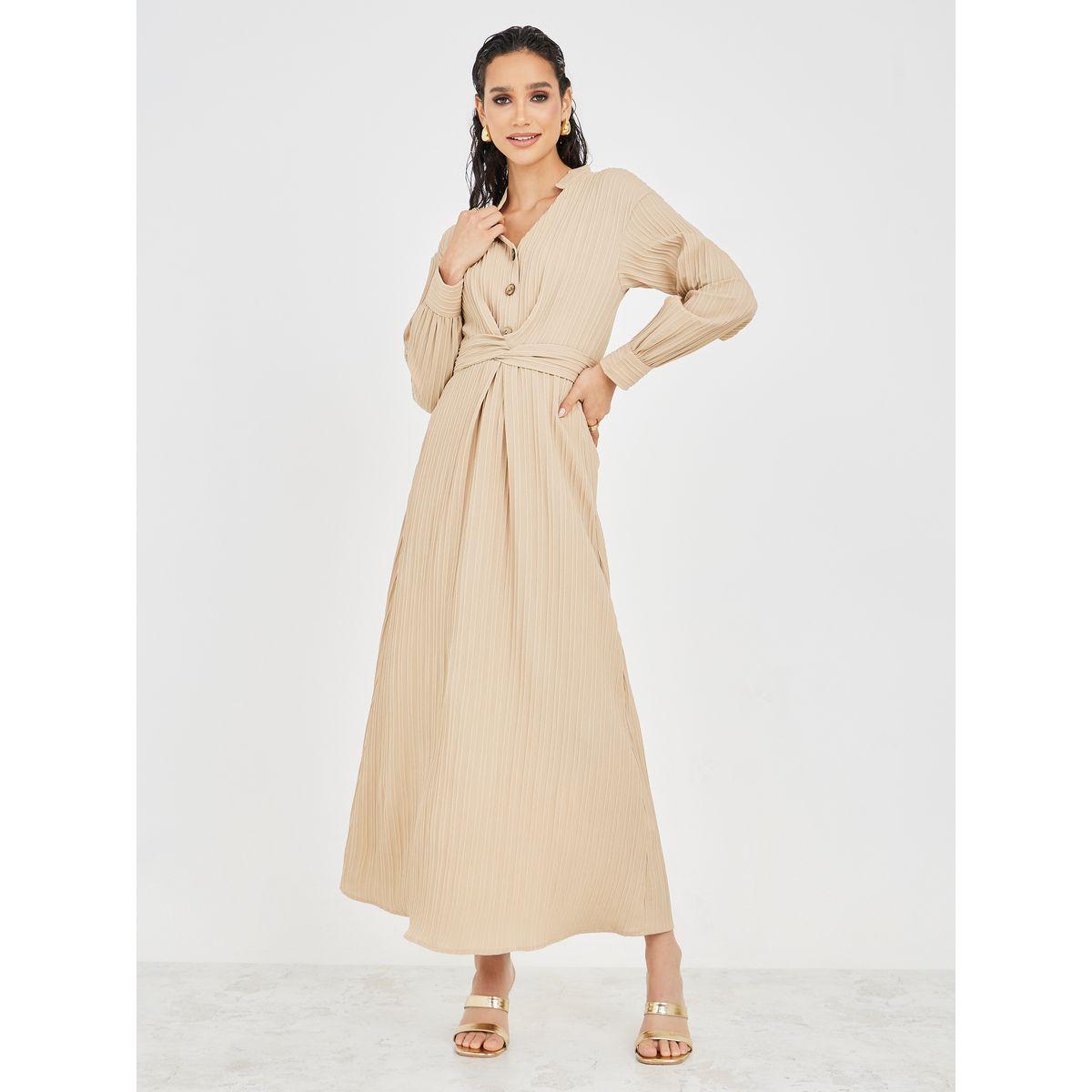 فستان طويل بنمط لف وحزام-women-clothing-dresses-image-1