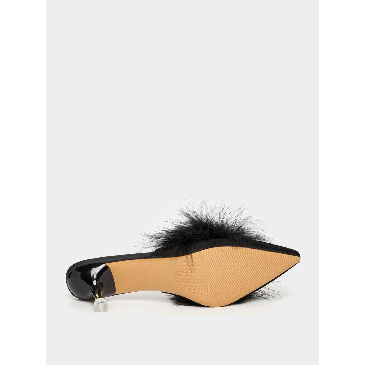 صندل مزين بفرو صناعي-women-shoes-heels-image-6