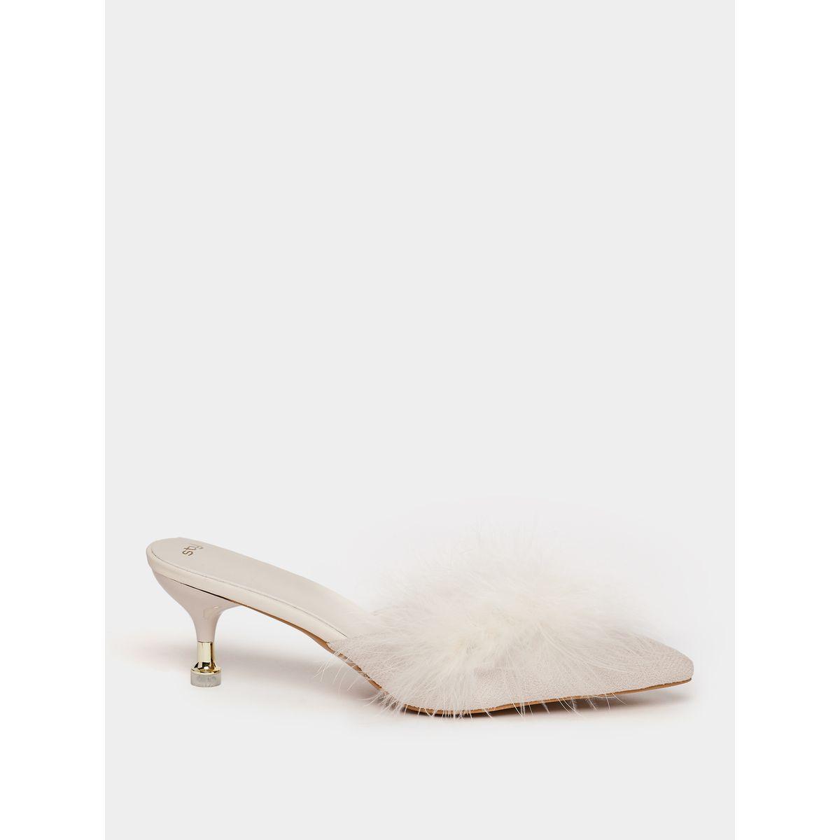Styli Faux Feather Trim Pointed Toe Heel Sandals-women-shoes-heels-image-1