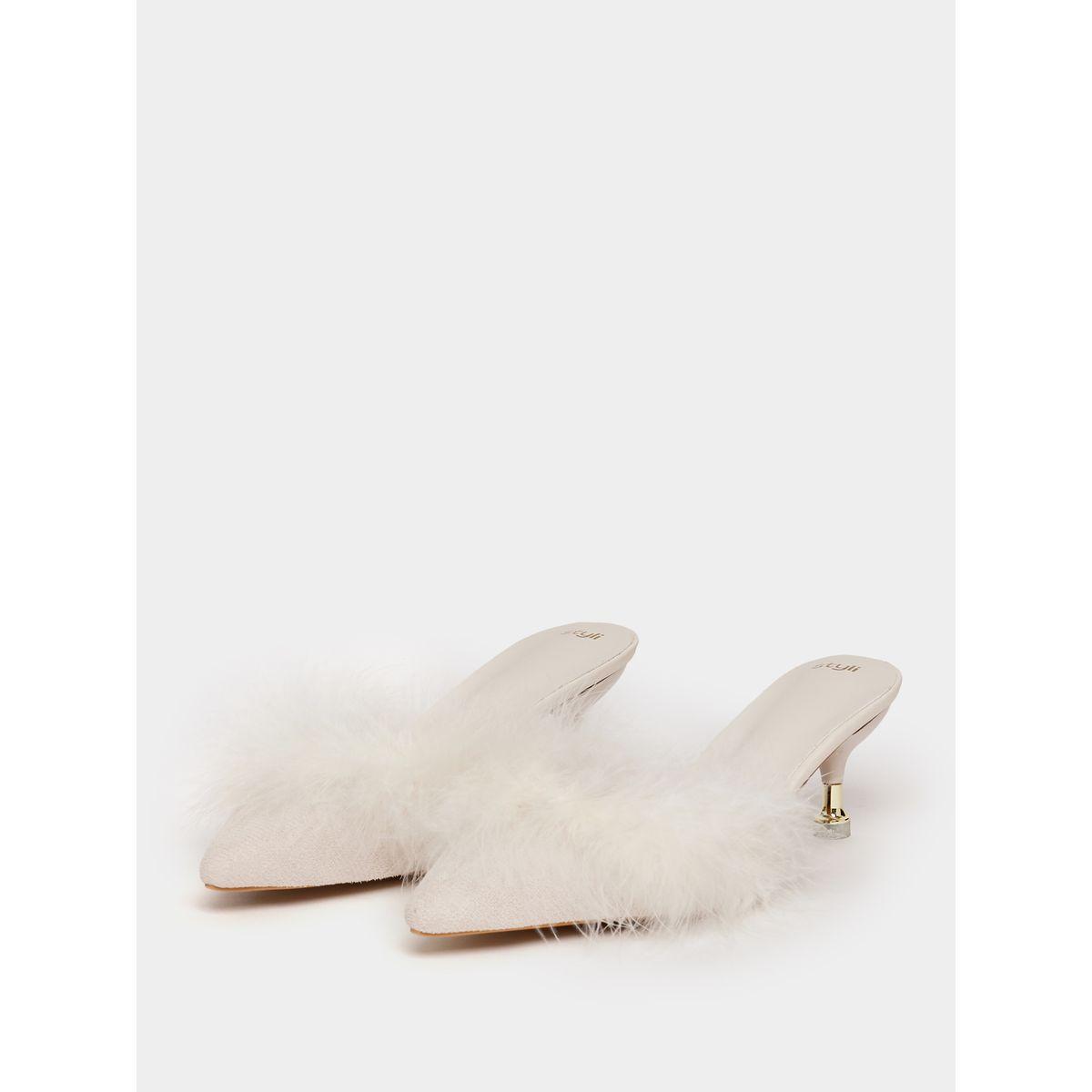 Styli Faux Feather Trim Pointed Toe Heel Sandals-women-shoes-heels-image-2