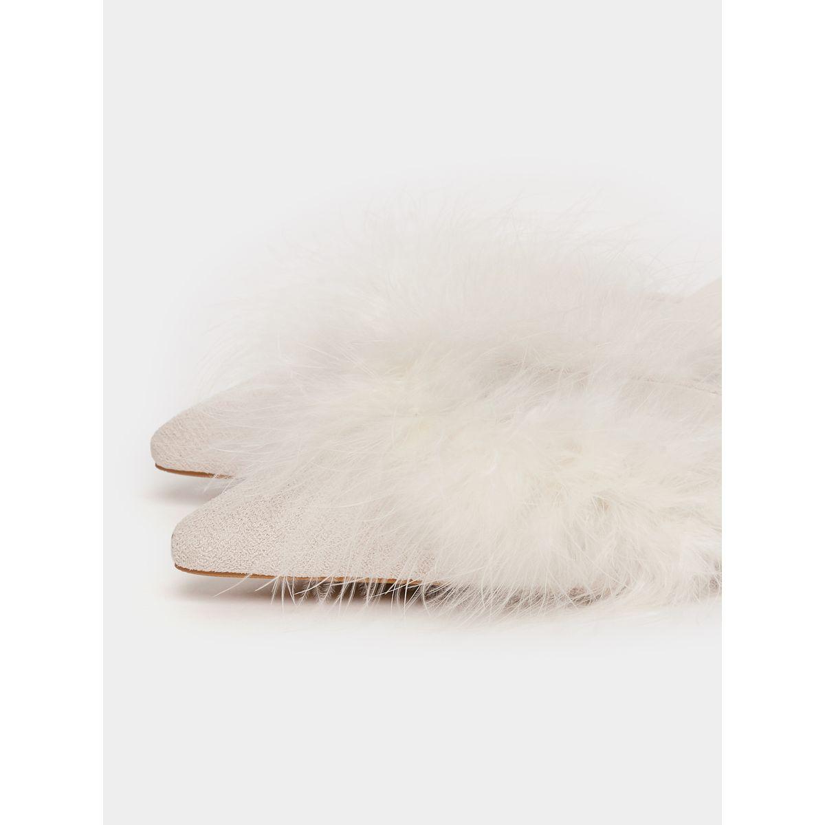 Styli Faux Feather Trim Pointed Toe Heel Sandals-women-shoes-heels-image-4