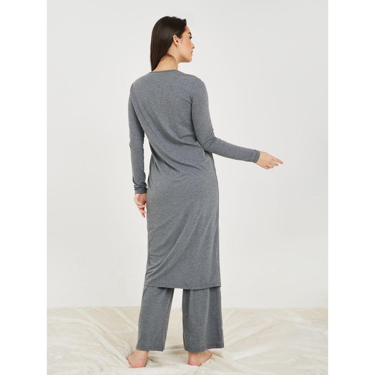 Styli Unwind Solid Knit Midi Cardigan & Straight Leg Lounge Set-women-clothing-coordsets-image-5