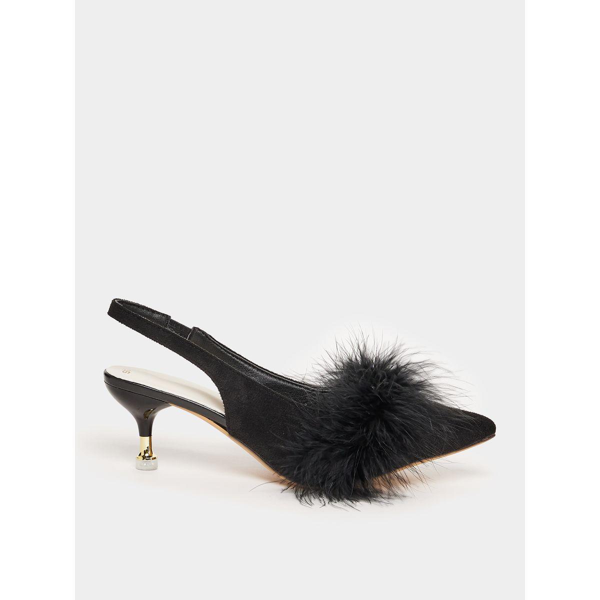 Styli Faux Feather Sling Back Heel Sandals-women-shoes-heels-image-1