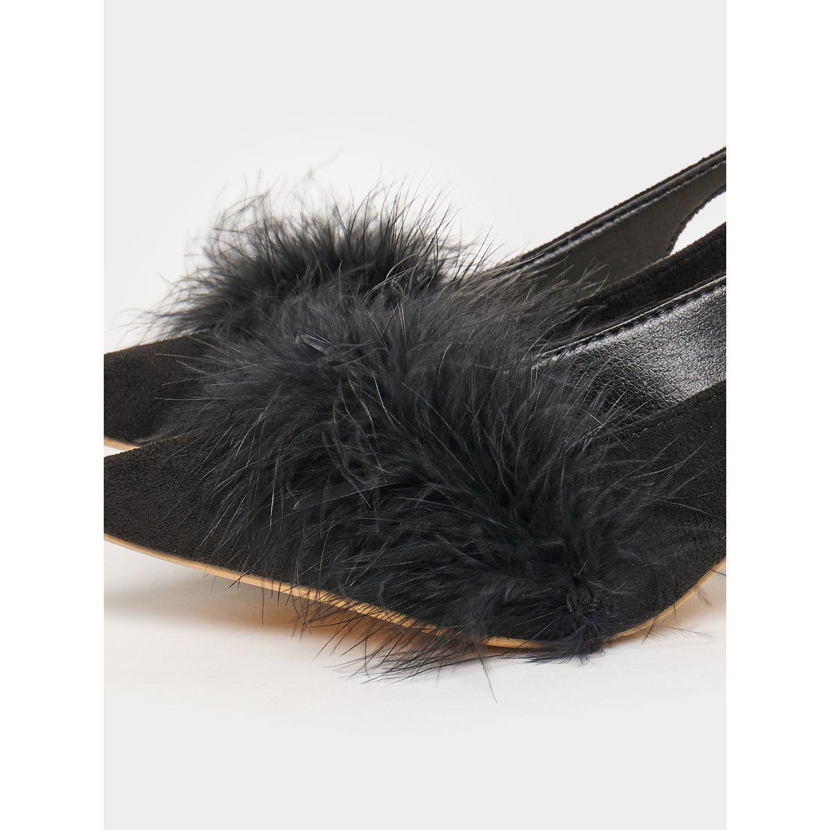 Styli Faux Feather Sling Back Heel Sandals-women-shoes-heels-image-4