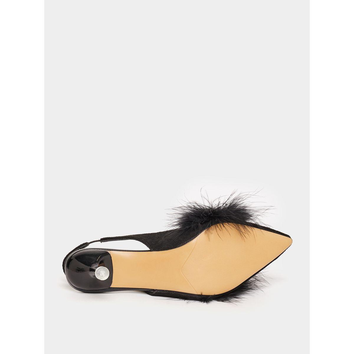 Styli Faux Feather Sling Back Heel Sandals-women-shoes-heels-image-6
