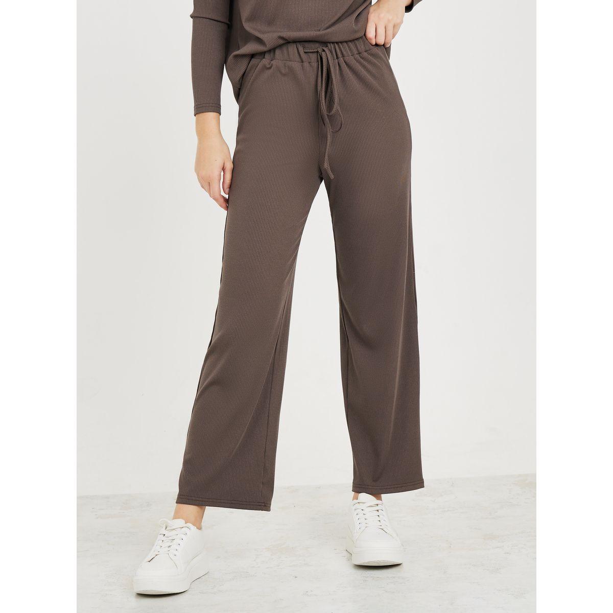 Styli Unwind Cowl Neck Ribbed Top & Straight Leg Pants Lounge Set-women-clothing-coordsets-image-4