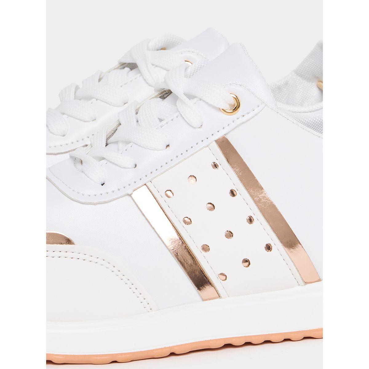 Styli Metallic Trim Lace Up Casual Sneakers-women-shoes-sneakers-image-4