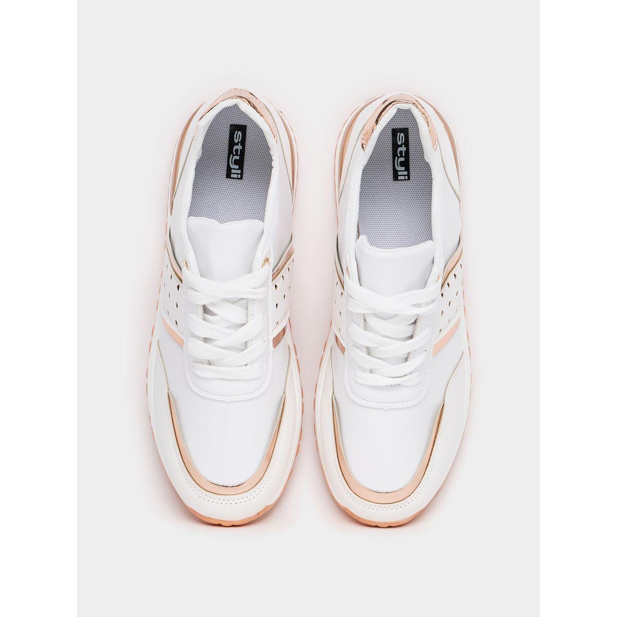 Styli Metallic Trim Lace Up Casual Sneakers-women-shoes-sneakers-image-5