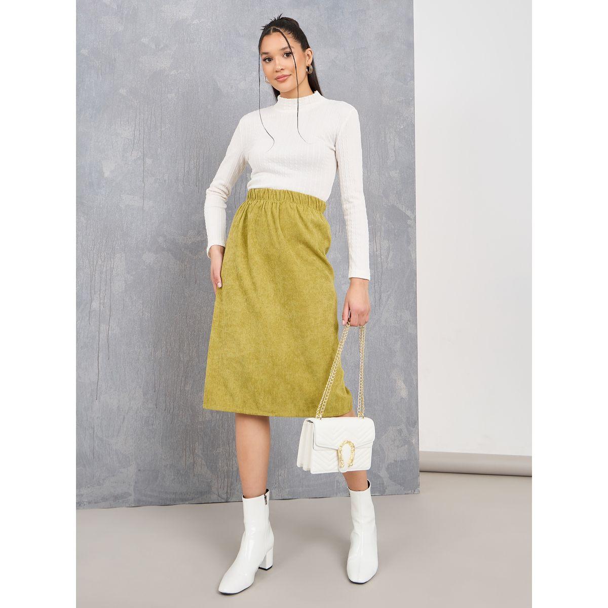 تنورة ميدي بخصر مطاطي-women-clothing-bottoms-skirts-image-1