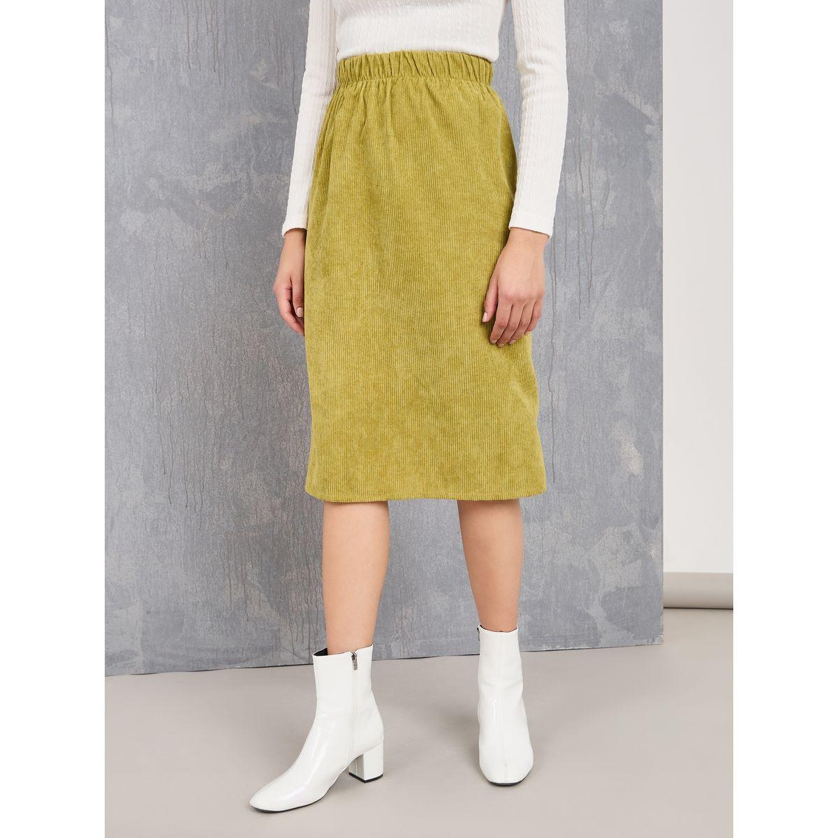 Styli Elastic Waistband Corduroy Midi Skirt-women-clothing-bottoms-skirts-image-2
