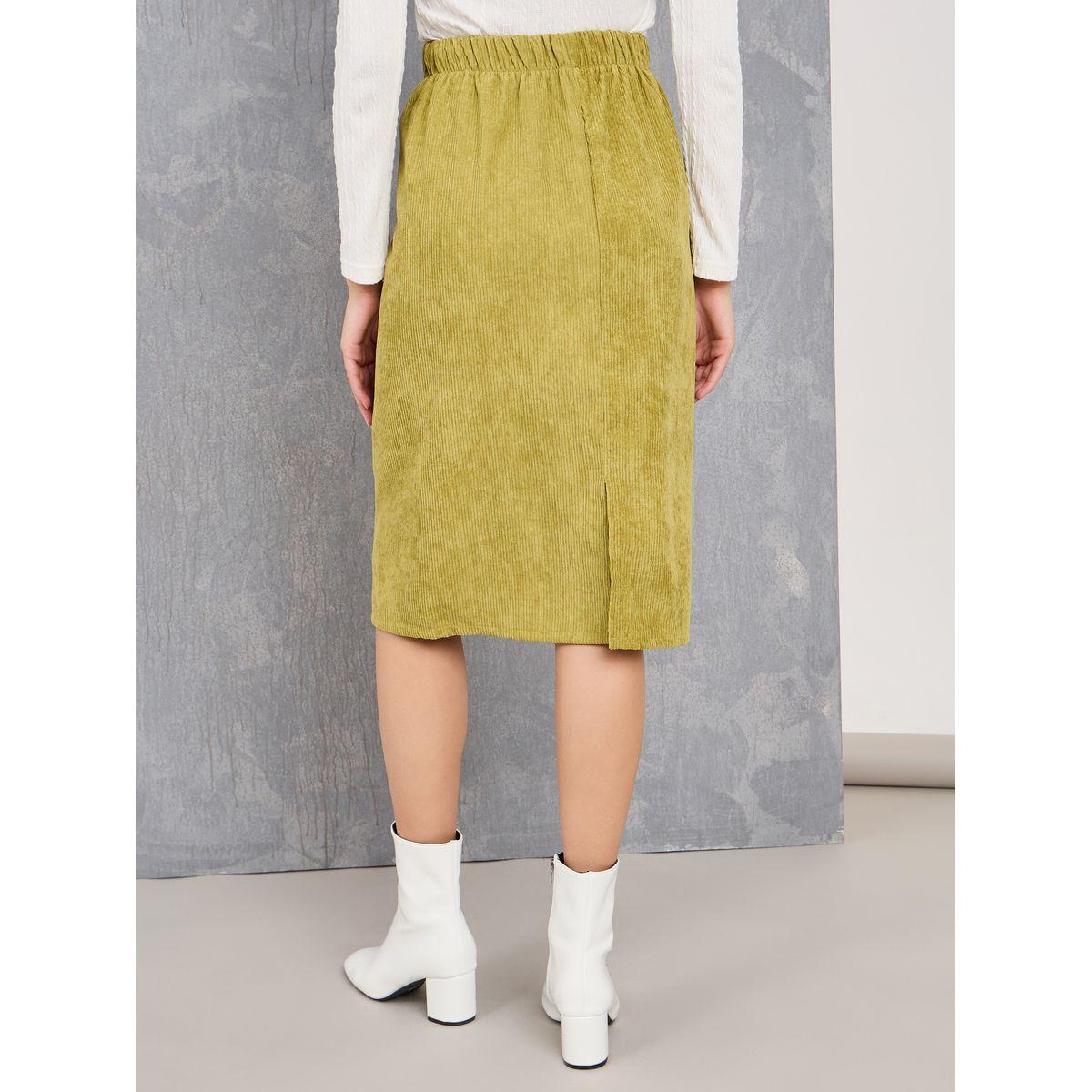Styli Elastic Waistband Corduroy Midi Skirt-women-clothing-bottoms-skirts-image-4
