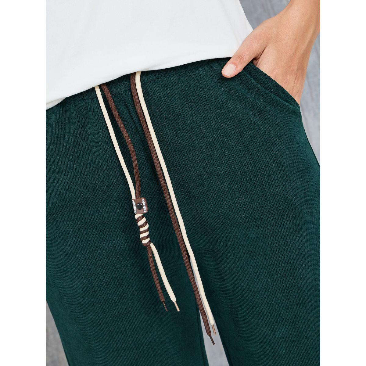 Styli Drawstring Waist Straight Leg Corduroy Pants-women-clothing-bottoms-trousers-image-3