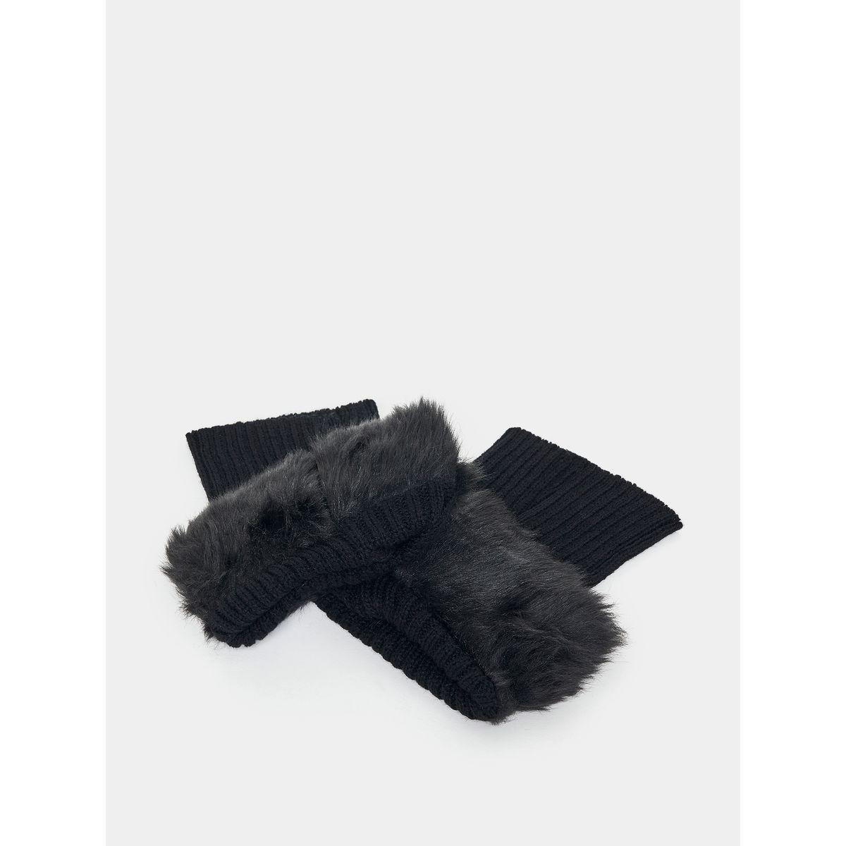 Styli Faux Fur Trim Textured Leg Warmer-women-socksandstockings-image-1