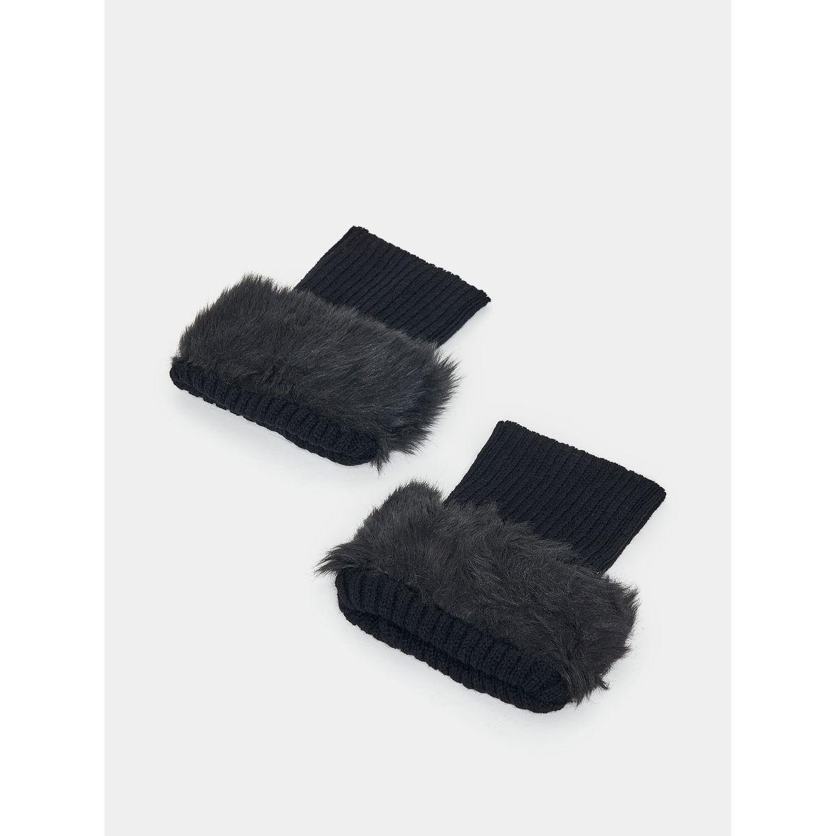 Styli Faux Fur Trim Textured Leg Warmer-women-socksandstockings-image-3
