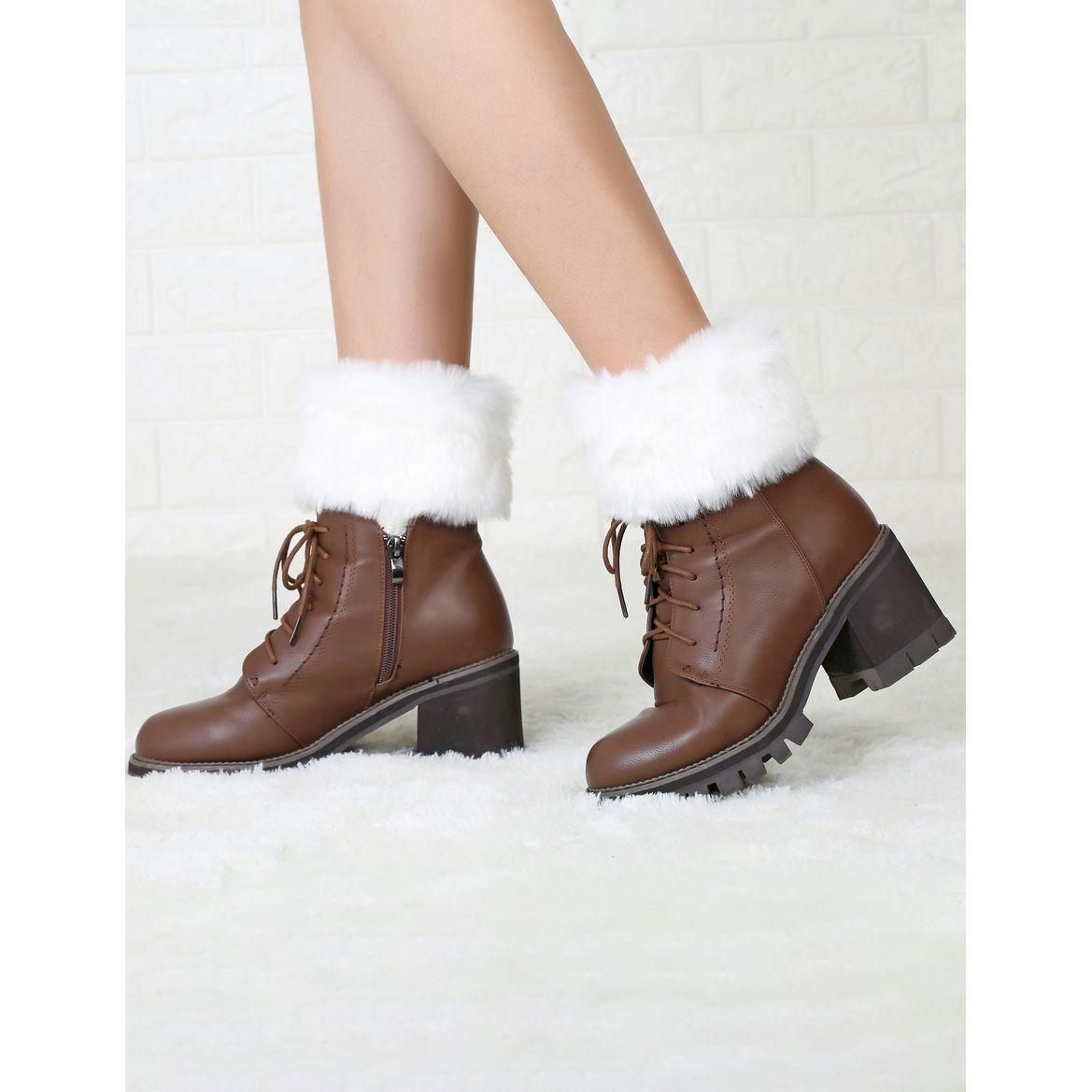 Styli Faux Fur Trim Textured Leg Warmer-women-socksandstockings-image-6
