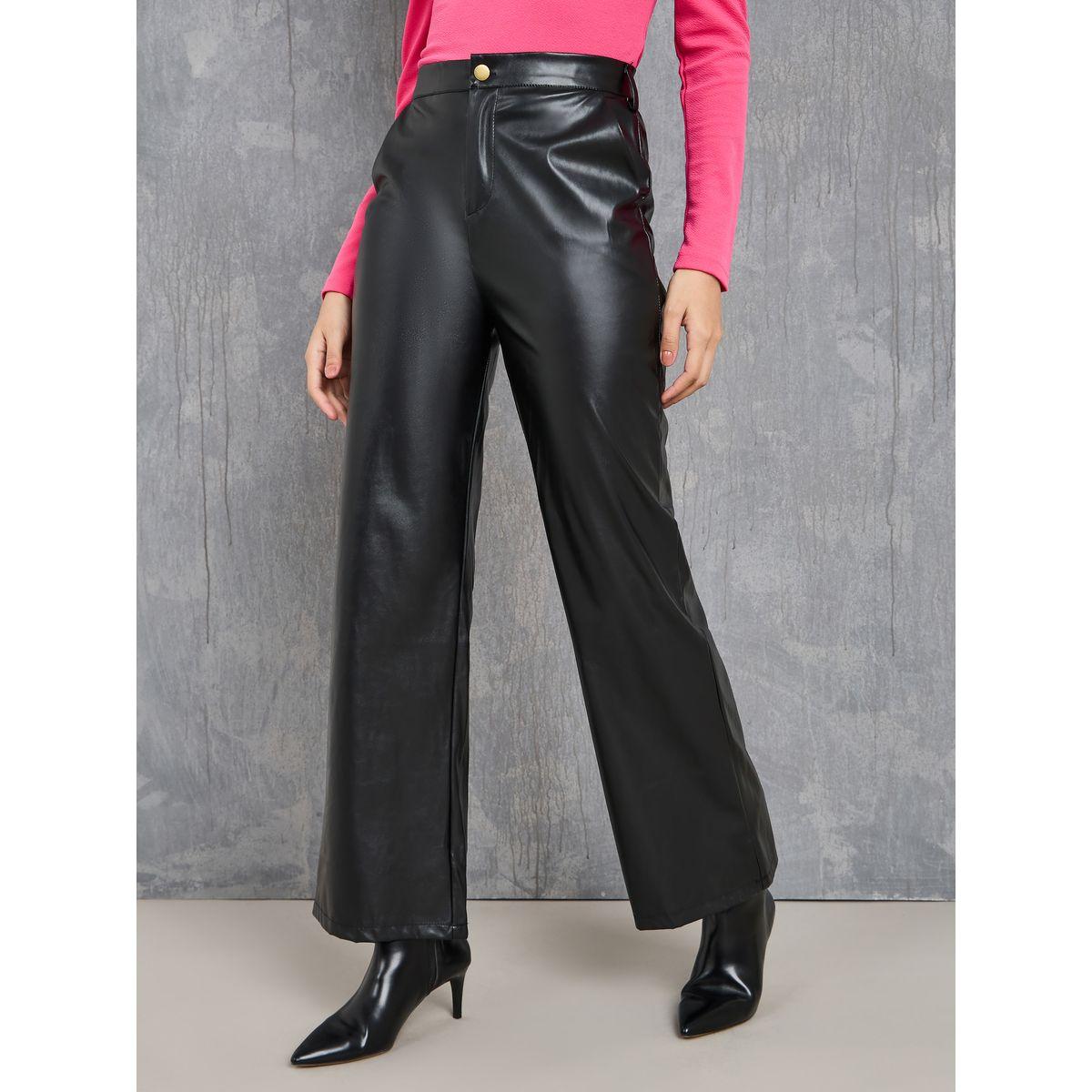 Styli High Rise Leather Look Straight Leg Trouser-women-clothing-bottoms-trousers-image-2