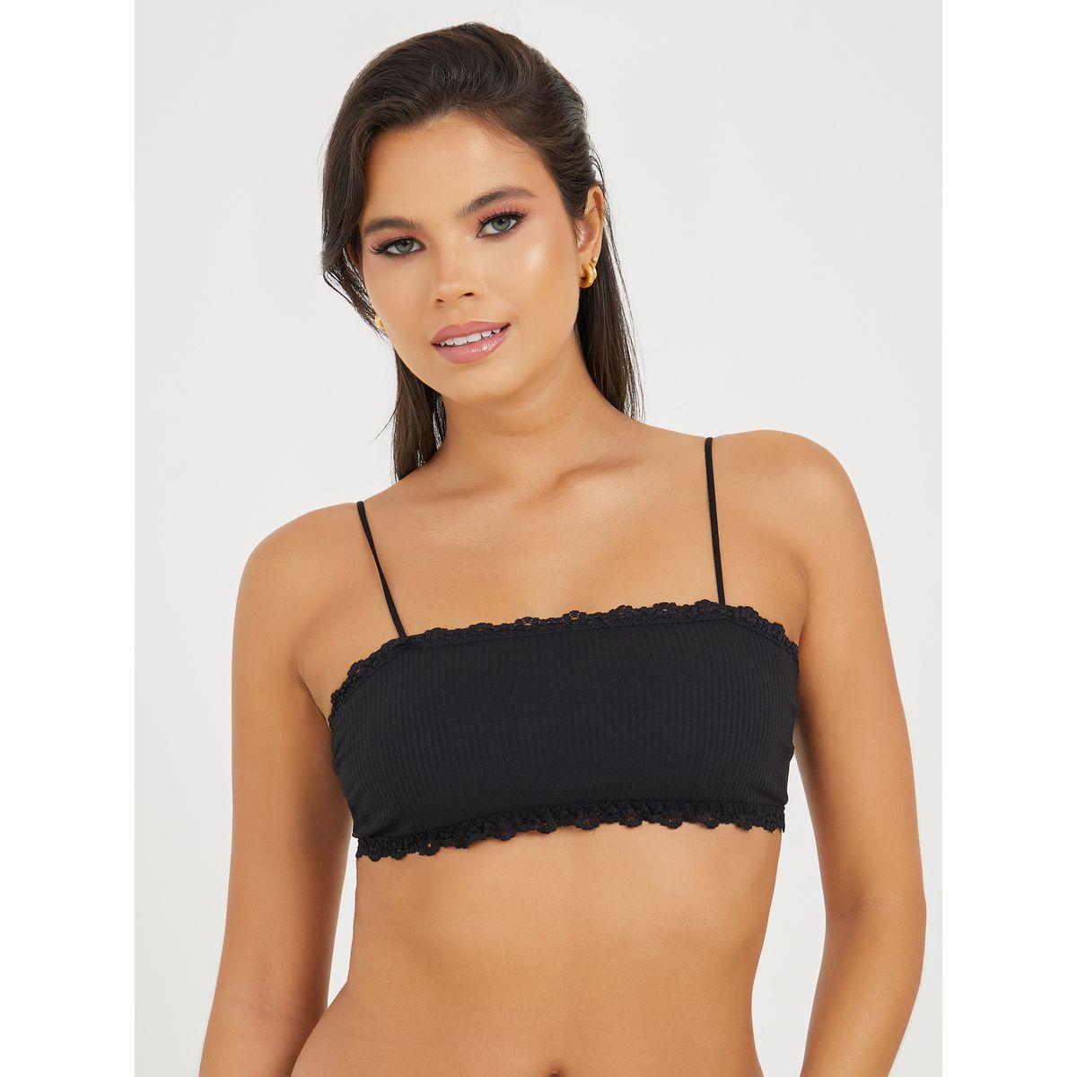 Styli Pack of 2- Lace Trim Ribbed Padded Bandeau-women-clothing-lingerie-bras-image-2