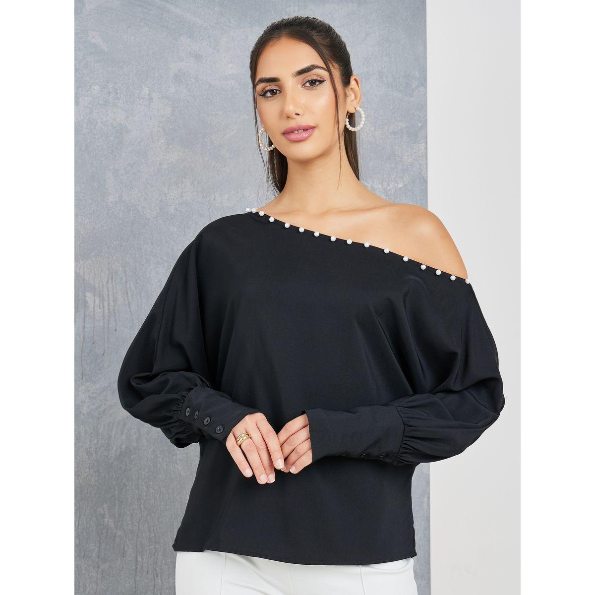 بلوزة مزين بلؤلؤ صناعي-women-clothing-shirtsandblouses-blouses-image-3