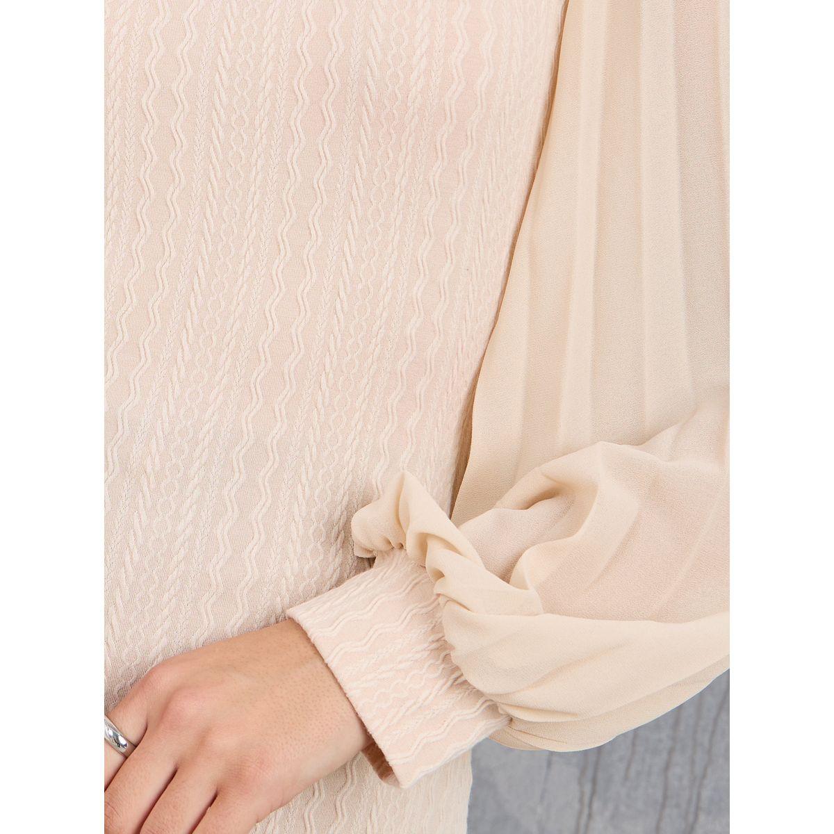 Styli Textured Pleated Sleeve Round Neck Top-women-clothing-shirtsandblouses-blouses-image-4