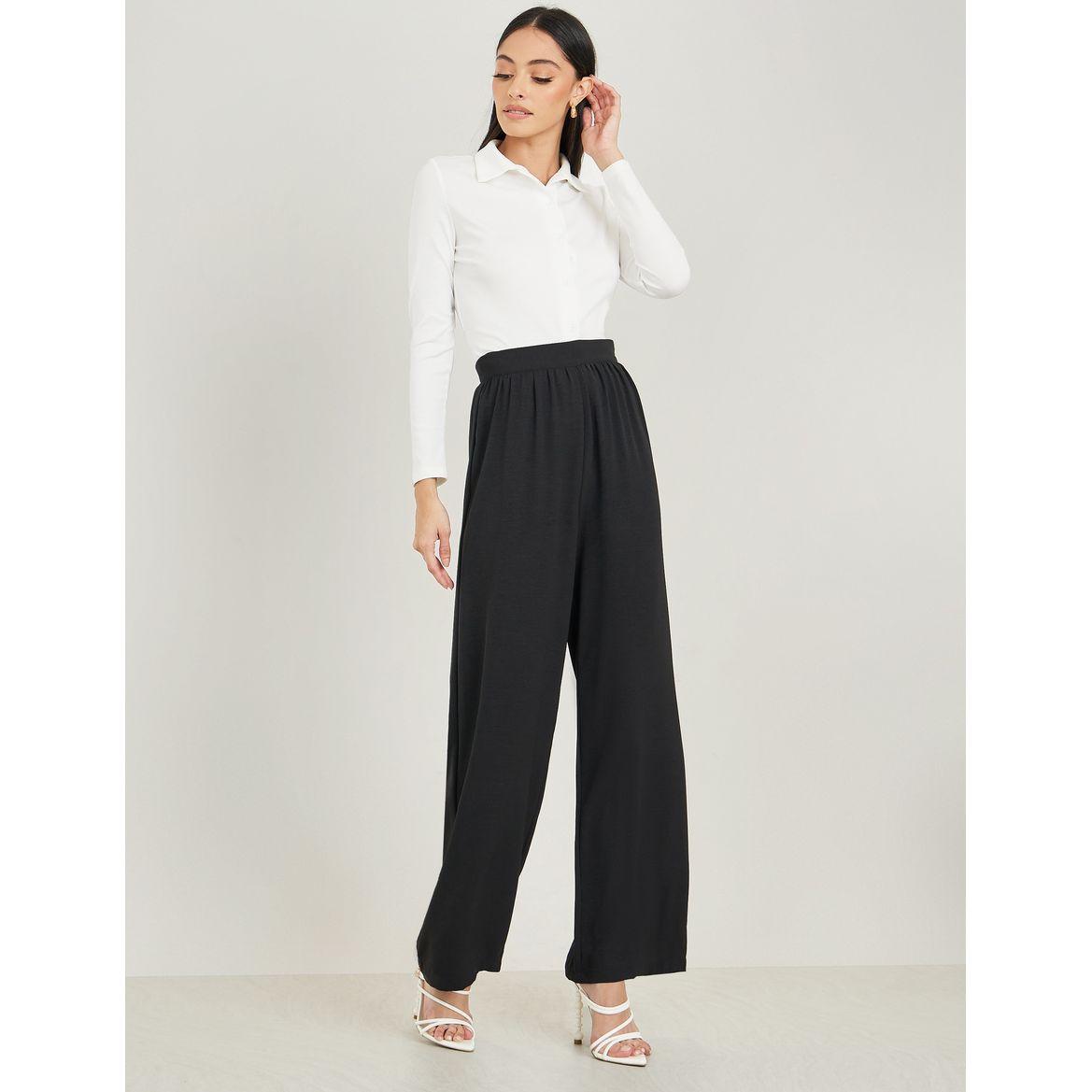 بنطال بأرجل مستقيمة وخصر مطاطي-women-clothing-bottoms-trousers-image-2