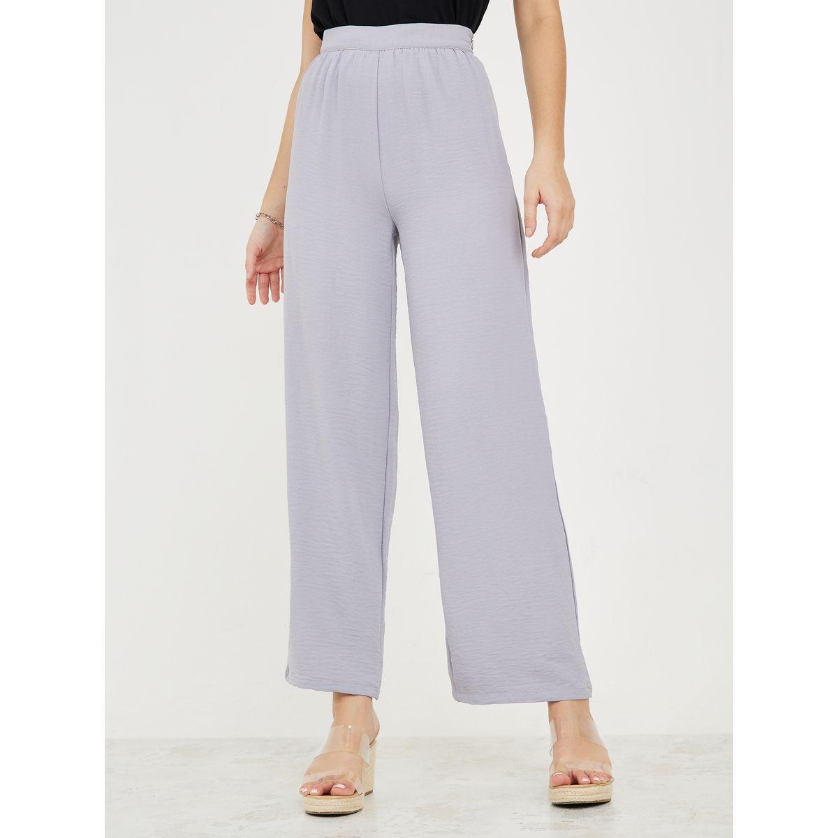 Styli Straight Leg Textured Pants with Elastic Waistband-women-clothing-bottoms-trousers-image-2