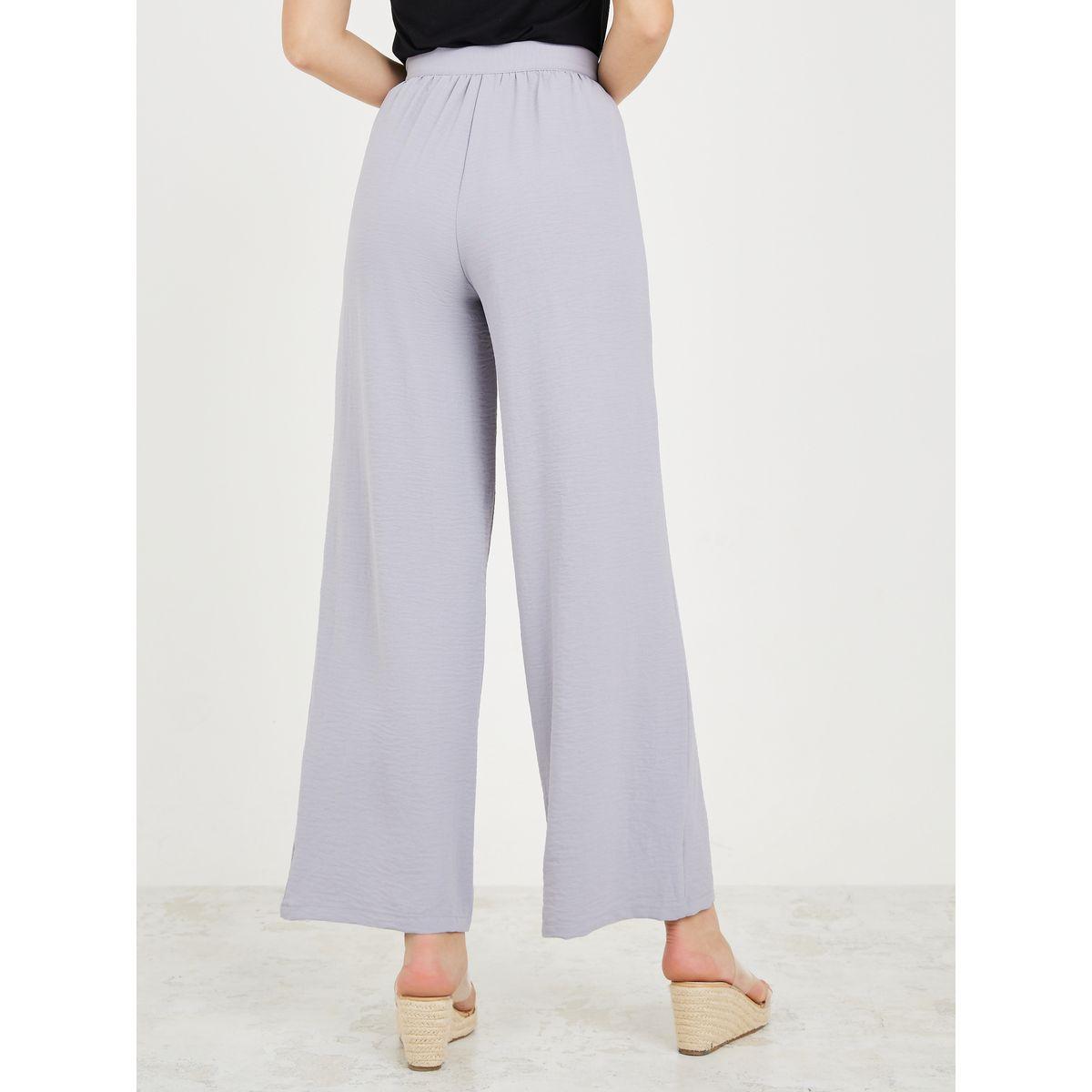 Styli Straight Leg Textured Pants with Elastic Waistband-women-clothing-bottoms-trousers-image-4