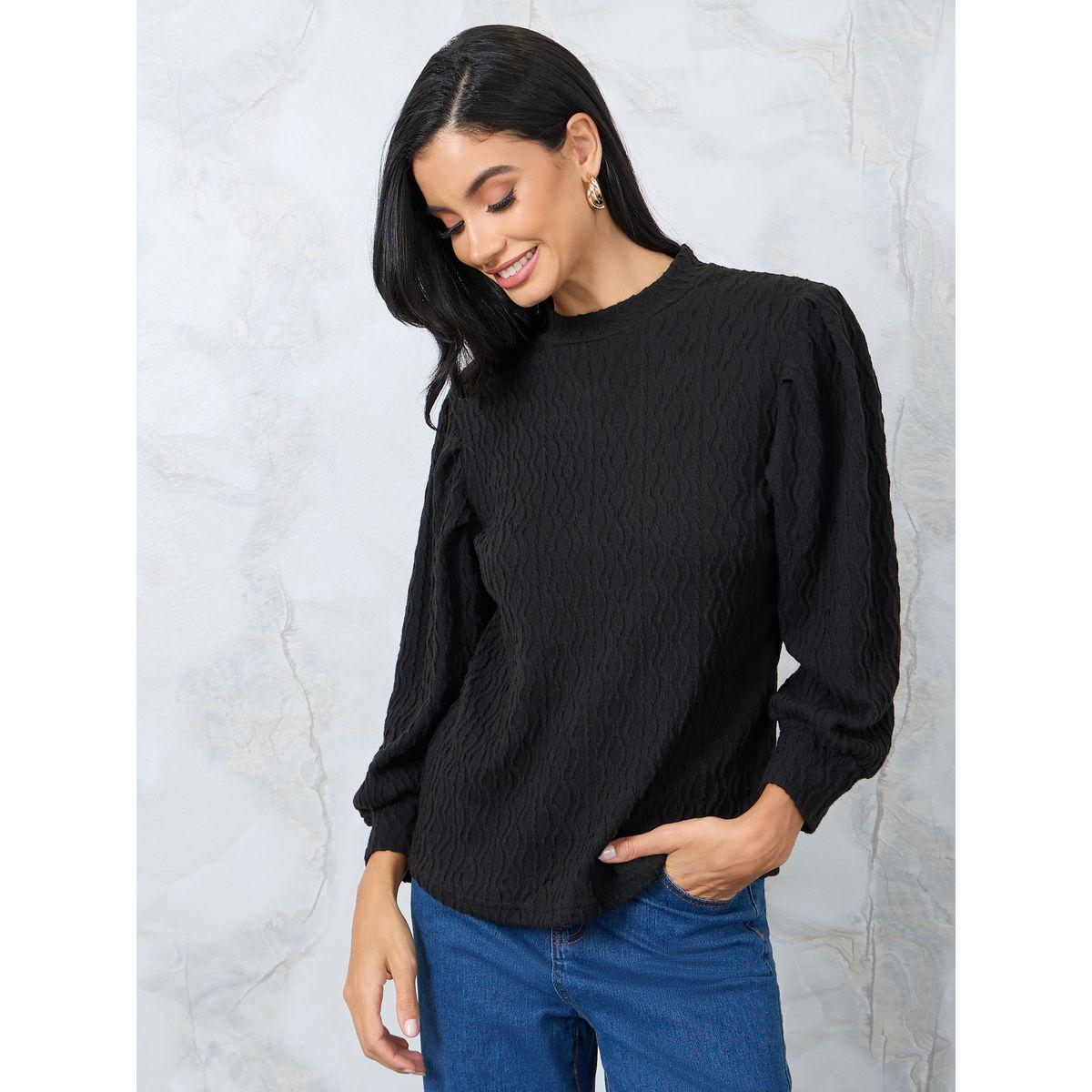 بلوزة بتفاصيل بارزة الملمس-women-clothing-shirtsandblouses-blouses-image-1