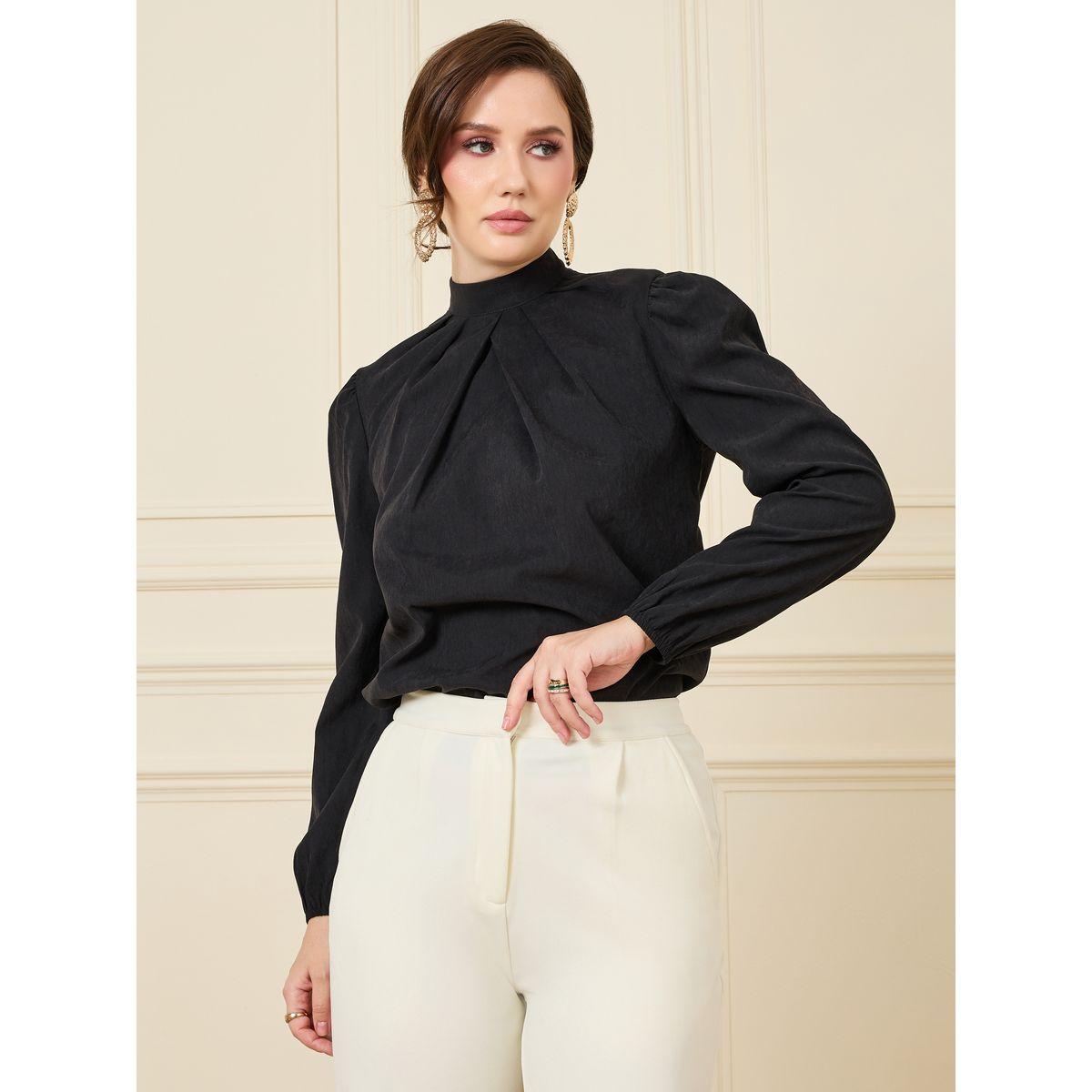 Styli High Neck Pleats Detail Blouse-women-clothing-shirtsandblouses-blouses-image-2