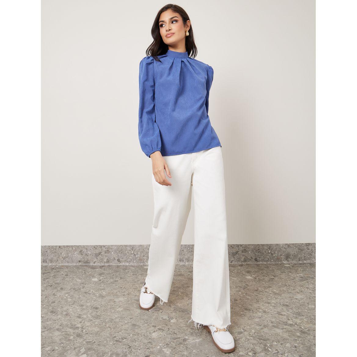 Styli High Neck Pleats Detail Blouse-women-clothing-shirtsandblouses-blouses-image-2