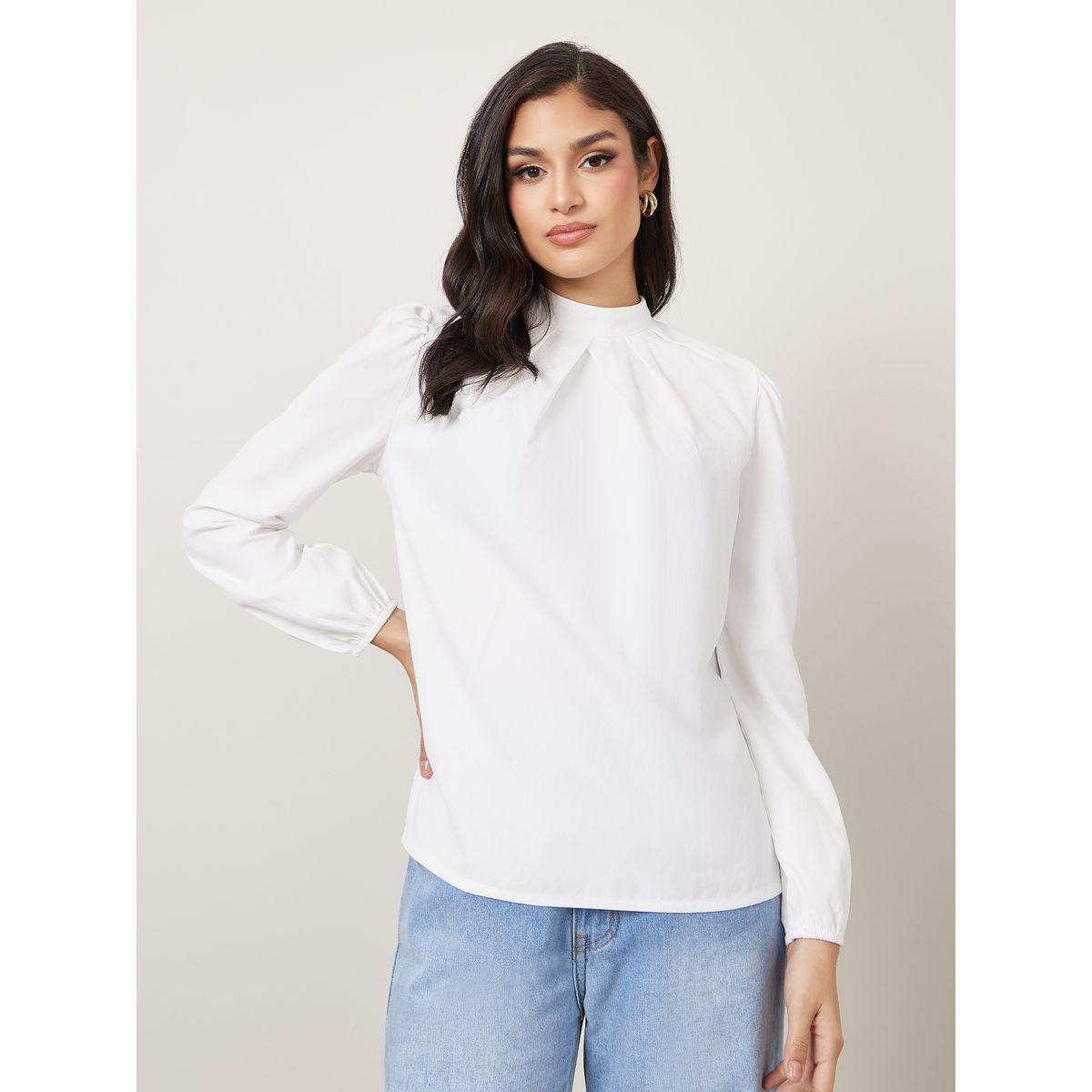 Styli High Neck Pleats Detail Blouse-women-clothing-shirtsandblouses-blouses-image-3