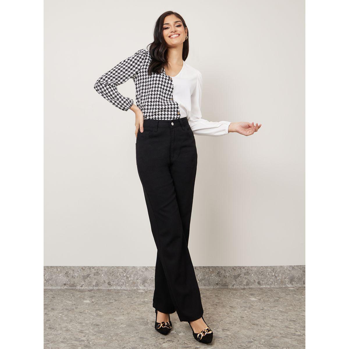 بلوزة بنمط مربعات مع أزرار-women-clothing-shirtsandblouses-blouses-image-2